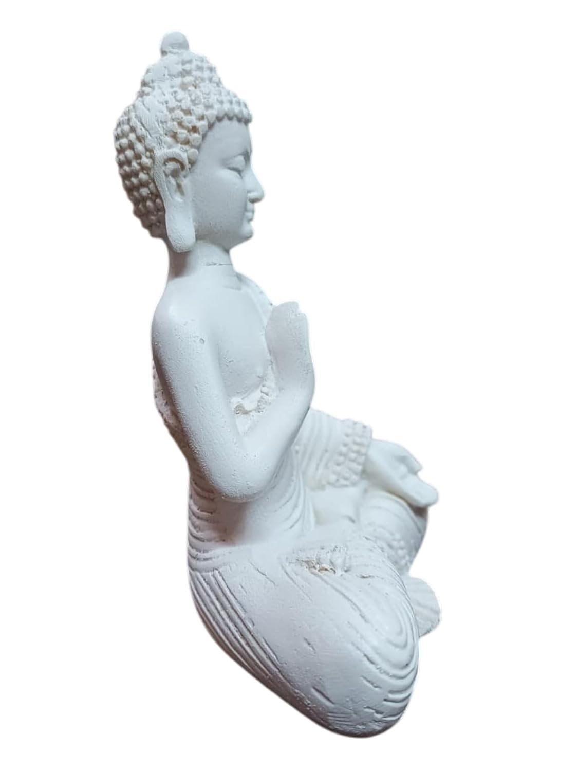 Polyresin White Meditating Buddha Idol Statue || Lord Gautam Buddha Statue Figurine Murti Showpiece for Home Decor, Living Room Decoration, Car Dashboard, Gifting