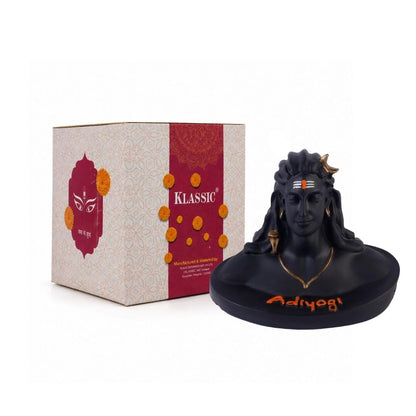 4.7 Inch Adiyogi Shiva Idol | Black Finish Mahadev Best Statue with Golden Accents for Home Temple, Mandir, Meditation Room, Office Desk & Car Dashboard | Yoga Décor & Gifting