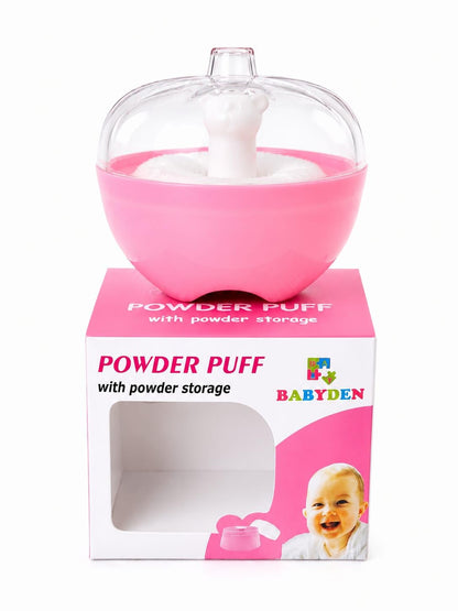 BABYDEN Baby Apple Shape Powder Puff With Powder Storage Bpa Free Pink