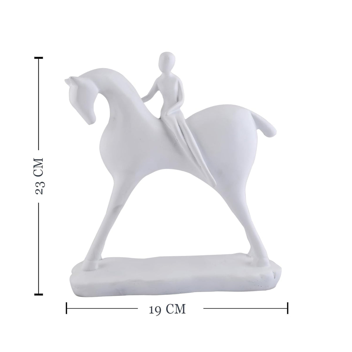 Elegant Horse with Rider Statue for Home Décor (Pack of 1, White)