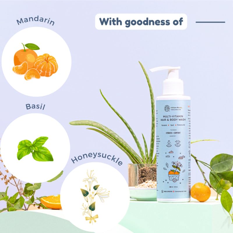Little Rituals Baby Wash – Tear-Free Body & Hair Wash with HONEYSUCKLE, BASIL & MANDARIN | Gentle pH 5.5 Formula | Organic, Dermatologist-Tested, SWISS Technology (400ml)