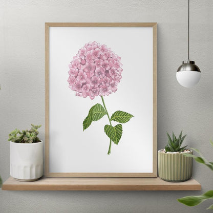 Hydrangea Floral Wall Painting| Modern Art Painting For Living Room Bed Room And Office | 11 X 14 Inches (Natural Frame)