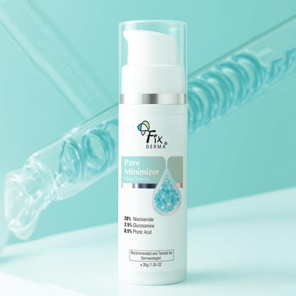 Fixderma 20% Niacinamide Serum for Face for Pore Minimizer with 2.5% Glucosamine & Hyaluronic Acid | Open Pores Serum | Hydrating for Men & Women - 30g