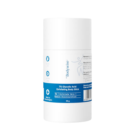 Be Bodywise 7% Glycolic Acid Exfoliating Body Stick | Gentle & Hydrating | Multifunctional | Exfoliates Skin, Smoothens Bumps & Reduces Ingrown Hair | With 0.5% Salicylic Acid & Shea Butter | 30g