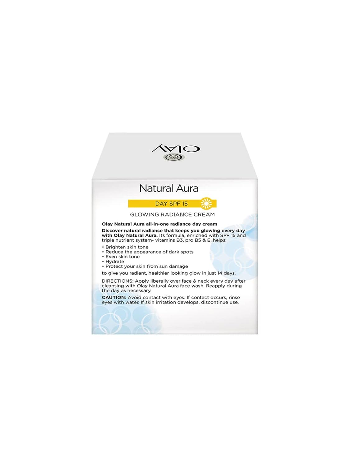 Olay Natural Aura Day Cream with SPF 15 | Glowing Radiance Cream | With Niacinamide and Vitamin E | Normal, Oily, Dry, Combination Skin | 50g