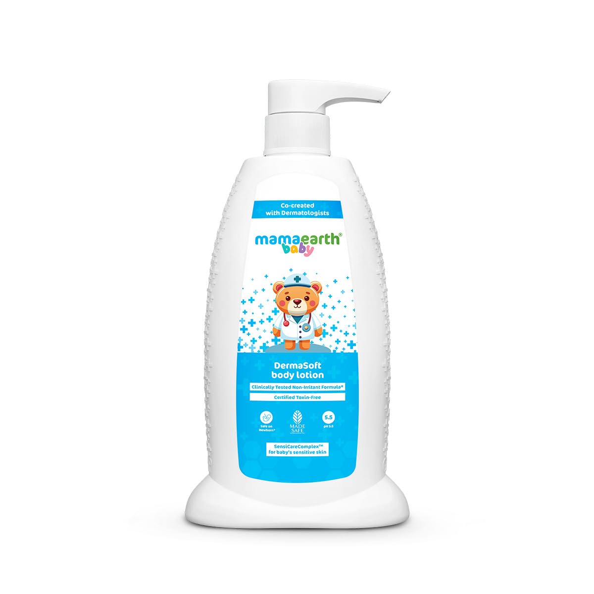 Mamaearth Baby DermaSoft Body Lotion with SensiCareComplex™ for Baby's Sensitive Skin - 250 ml | Co-created with Dermatologists for Newborns | Enriched with SensiCareComplex™ for Baby's Sensitive Skin | Safe and Non-irritant formula* | Fragrance-Free