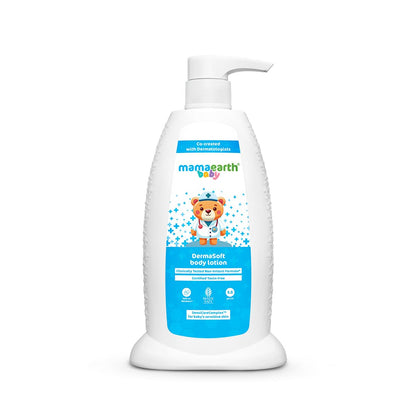 Mamaearth Baby DermaSoft Body Lotion with SensiCareComplex™ for Baby's Sensitive Skin - 250 ml | Co-created with Dermatologists for Newborns | Enriched with SensiCareComplex™ for Baby's Sensitive Skin | Safe and Non-irritant formula* | Fragrance-Free