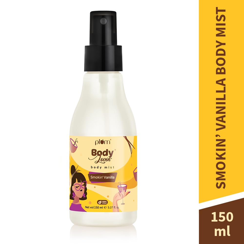 Plum BodyLovin' Smokin' Vanilla Body Mist | Long Lasting Spicy Fragrance for Women & Men With Honeysuckle, Musk | High on Fun | Travel-Friendly Perfume Spray 150 ml