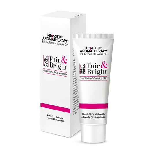 KEYA SETH AROMATHERAPY Fair & Bright Night Cream, Skin Brightening, Whitening, with Vitamin C, B3 & B6 Moisturizer with Lavender & Geranium Essential Oil 18gm