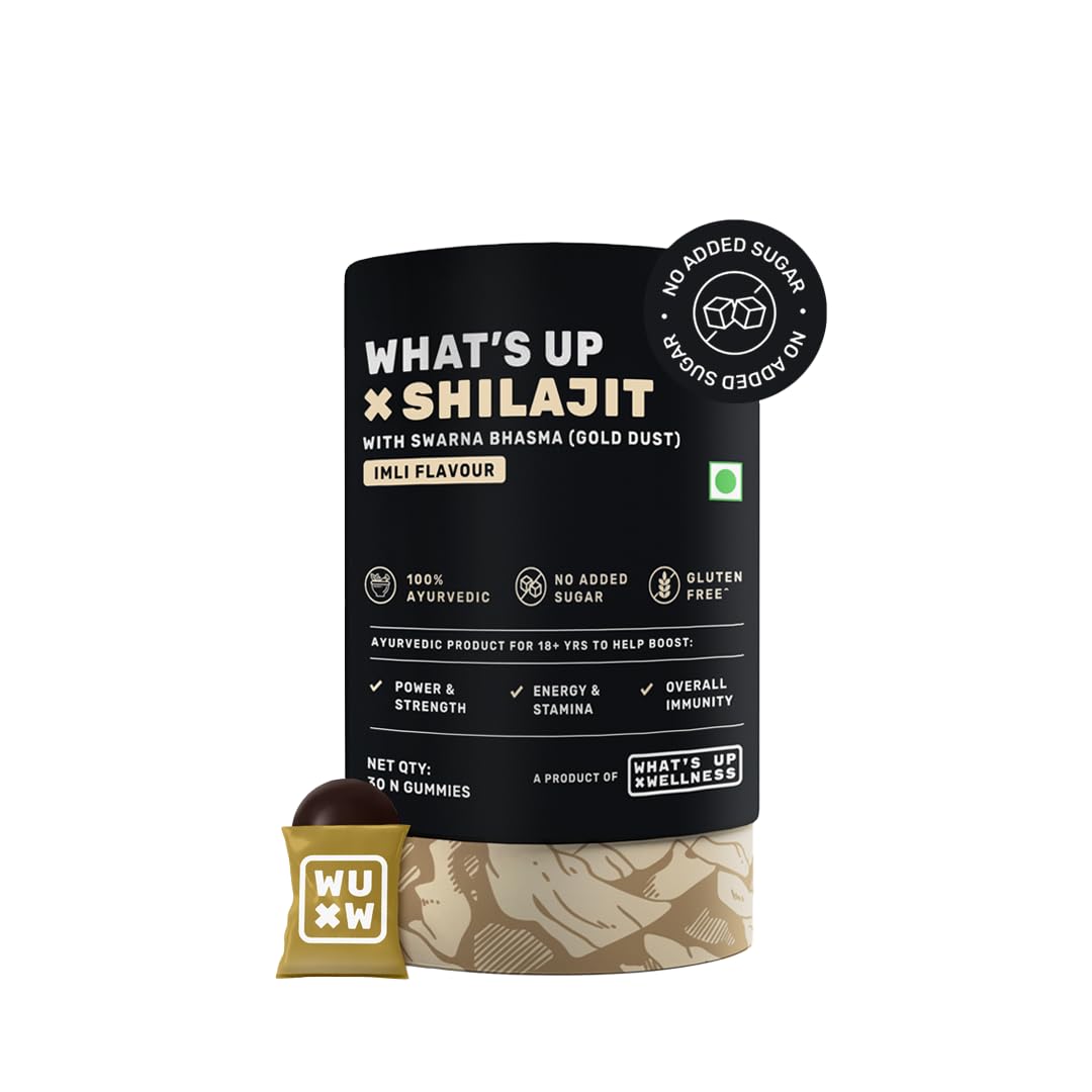 What's Up Wellness Shilajit/Shilajeet Gummies | 200 Mg Resin With 24 Carat Gold Dust | Improves Strength, Stamina And Overall Immunity| No Added Sugar| Shilajit for Men & Women