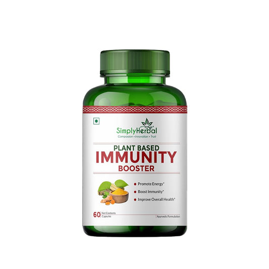 Simply Herbal Plant Based Organic Immunity Booster Capsules for Men & Women, Immunity Blend of Giloy, Haldi, Ashwagandha, Aloe Vera, Laung, Shatawari and Natural Herbs Heath Dietary Supplement, 60 Capsules