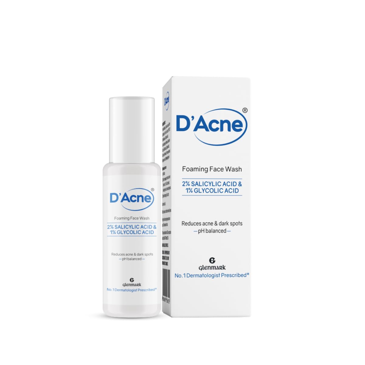 D'Acne Foaming Face Wash | 2% Salicylic Acid And 1% Glycolic Acid | Visibly Reduces Acne in 10 Days | Deep cleanses pores | Prevents breakout | Suitable For Oily & Acne-Prone Skin| 60ML