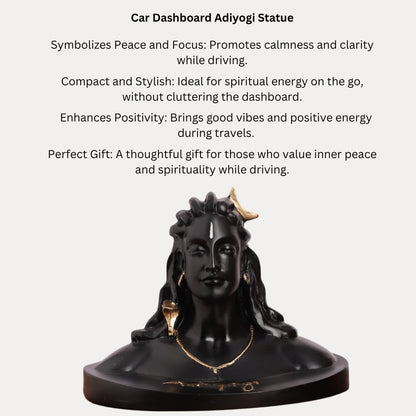 Black & Gold Plated Lord Adiyogi Shiva Idol Statue | Showpiece for Car Dashboard, Table, Return Gifting Item