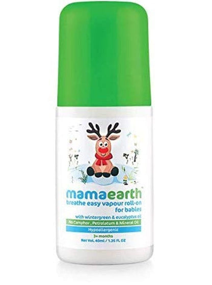 Mamaearth Natural Breathe Easy Vapour Roll-on for Cold & Nasal Congestion, with Wintergreen & Eucalyptus Oil.