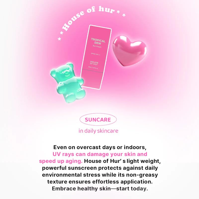 House of Hur Tropical Dew Sun Cream SPF 50+ PA++++ (50ml) Hydrating & Glowy Sunscreen With Dewy Finish, Lightweight, Strong Uv Protection, Infused With Tropical Fruit Extracts