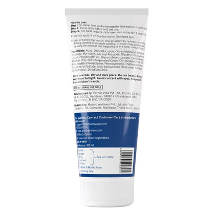 Be Bodywise 2.5% Benzoyl Peroxide Face Wash | Fights Severe & Persistent Acne | Kills Acne Bacteria, Clears Pores & Reduces Redness | Gentle, Hydrating & Dermatologist-Tested Formula | 100ml