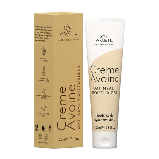 AVEIL Creme Avoine Oat Meal Body Moisturizer | Nourishing & Hydrating Moisturizer for Face | All Season Moisturizer for Body | For All Skin Types | Non-Greasy Body Lotion | Pack of 1-125ml