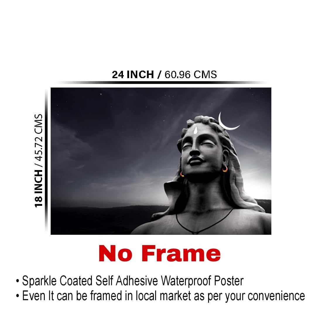 Adiyogi Paintings for Living room, Adiyogi Poster Big Size with Sparkle Coated Lamination - 244 (Self Adhesive) 18x24 Inch
