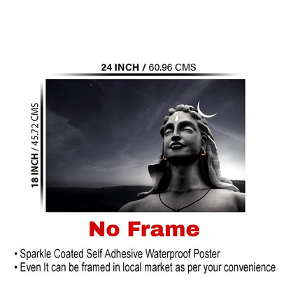 Adiyogi Paintings for Living room, Adiyogi Poster Big Size with Sparkle Coated Lamination - 244 (Self Adhesive) 18x24 Inch