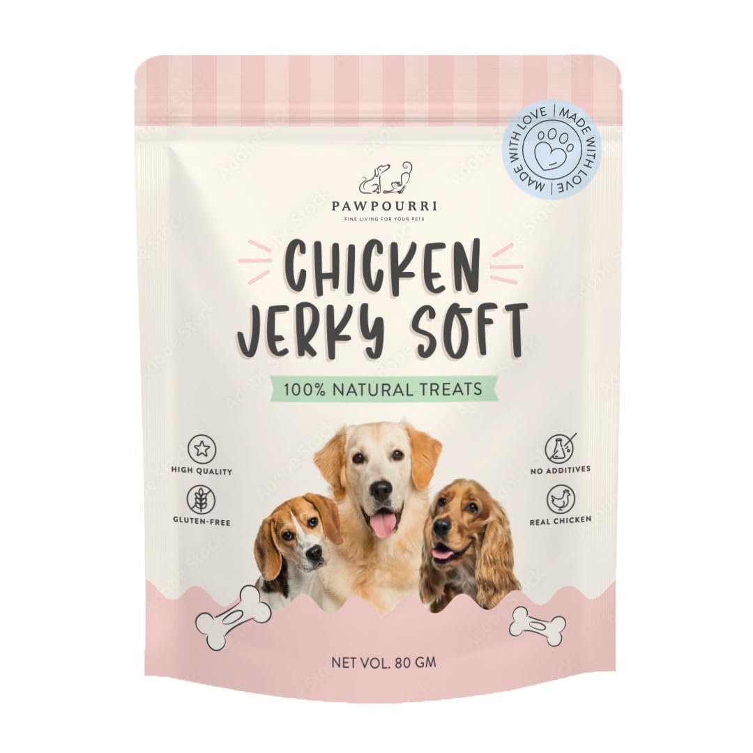 PAWPOURRI Made with 100% Natural Chicken JerkySoft Treats Suitable for All Sized Dogs & Breeds (Chicken Jerky Soft)