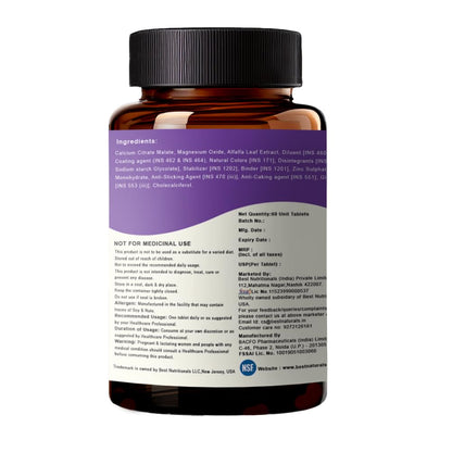 Best Naturals Calcium Magnesium Zinc with Vitamin D3 – 60 Tablets – 2-Month Supply Trusted Brand from USA