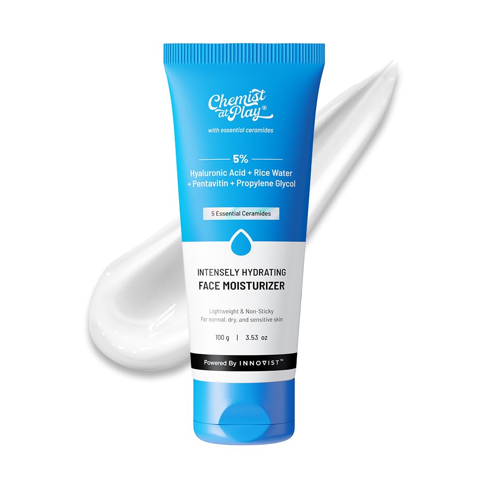 Tube of Chemist at Play Intensely Hydrating Face Moisturizer on a white background