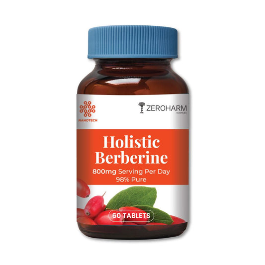 ZEROHARM Holistic Nano Berberine Supplement 98% Pure | Plant-based Berberine Tablets with 800mg per serving | Supports Blood Sugar, Metabolism, Cholesterol Levels & Hormonal Balance | 60 Tablets