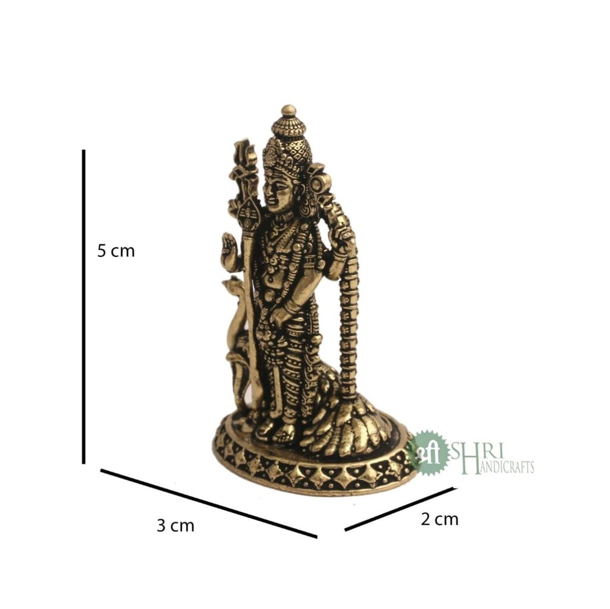 Brass 2" Lord Murugan Statue | Handcrafted Standing Kartikeya Murti Hindu God Idol Figurine Perfect for Decoration Puja & Gifting Purpose Sculpture (Weight- 40gm)