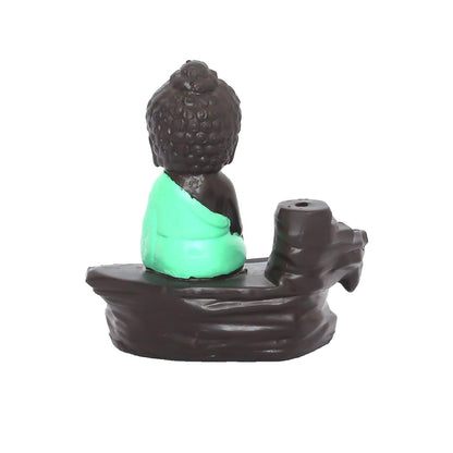 eCraftIndia Green Buddha Backflow Smoke Fountain with 10 incenses