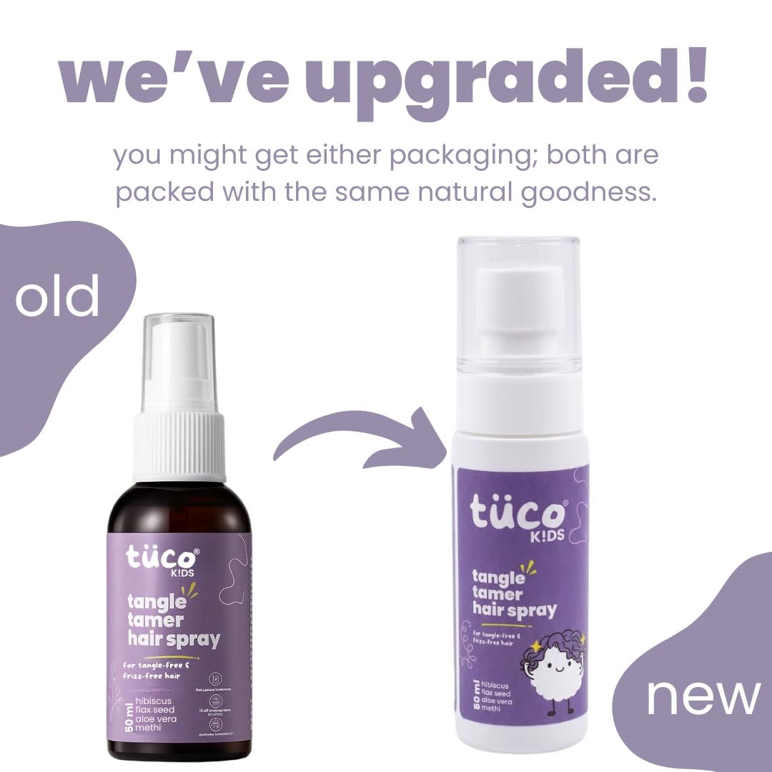 Tuco® Kids Tangle Tamer Hair Detangler Spray, 50ml | Infused with Aloe Vera, Flaxseed & Methi, Ages 2-5, 4-10, 10-15, 5-10 Years, Paraben & Sulphate Free, Pack Of 1