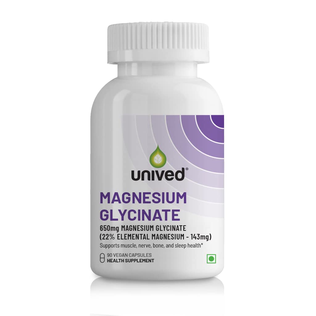 Zepivo Unived High Absorption Magnesium Glycinate - 650mg - 22% Elemental Magnesium - 90 Vegan Capsules
