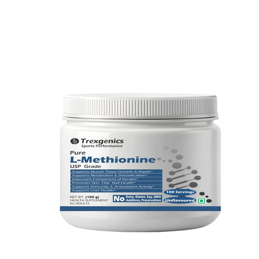 Trexgenics L-METHIONINE USP grade Pure Powder 100 servings of 1 gram (100 gram) (Methionine (100 gram))