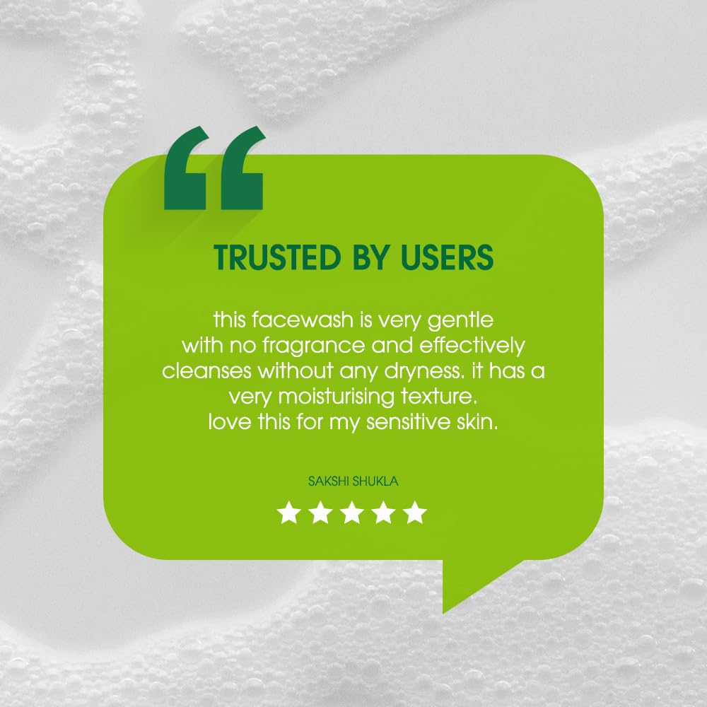 Green speech bubble with user review on a textured white background