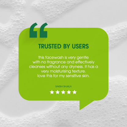 Green speech bubble with user review on a textured white background