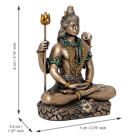 Antique Shiva Matte Finish Decorative Idol – Unique Design for Desk, Car, and Home Décor | Statue Figurine Gift for Office Desk, Puja Room, and Gifting Purposes