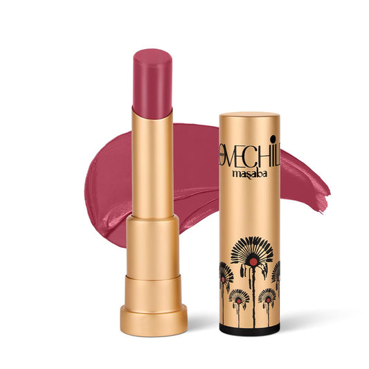 LoveChild Masaba Lush Creme Lipstick (Pink), Moisturizing Satin Finish with Ceramides & Shea Butter, Lightweight, Long-Lasting & Ultra-Smooth, Perfect Shades for Indian Skin Tones, Skyfoam 3.5g