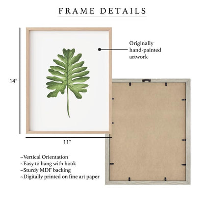 Philodendron Botanical Wall Painting| Modern Art Painting for Living Room Bed Room and Office | 11 x 14 inches (Natural Frame)