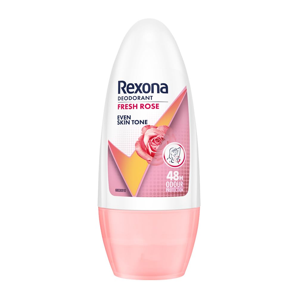 Rexona Fresh Rose deodorant bottle on a white background