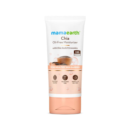 Mamaearth Chia Oil-Free Moisturizer with Chia Seed & Ceramides for Normal to Oily Skin | For Hydrated Glow | 24 Hrs Long-Lasting Hydration | Co-Created with Dermats | Healthy Skin Barrier | Oil-Free Formula | Fragrance Free | 80 g