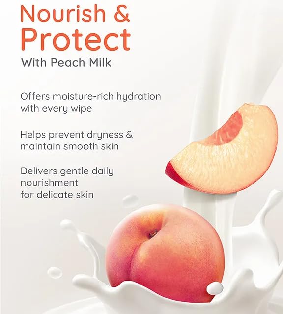 Babyhug Pro Sensitive pH 5.5 Peach Milk Bamboo Wipes - 72 Wipes