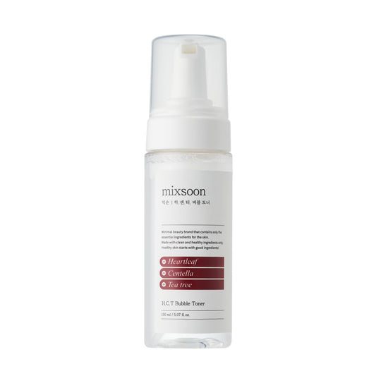 mixsoon H.C.T. Bubble Toner (150ml) Korean Gentle Toner with Heartleaf, Centella & Tea Tree, Deep Hydration & Soothing Formula, Balances & Prepares Skin, Removes Impurities, Calms Sensitive & Dry Skin