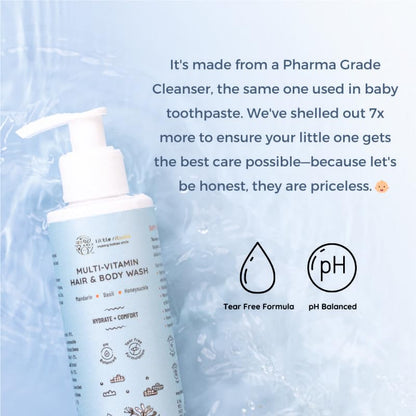 Little Rituals Baby Wash – Tear-Free Body & Hair Wash with HONEYSUCKLE, BASIL & MANDARIN | Gentle pH 5.5 Formula | Organic, Dermatologist-Tested, SWISS Technology (400ml)