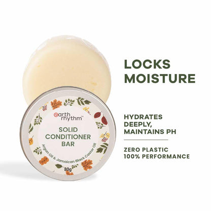 Earth Rhythm Solid Conditioner Bar – Argan & Black Castor, Deep Conditioning + Frizz Control, No Parabens & Sulphates