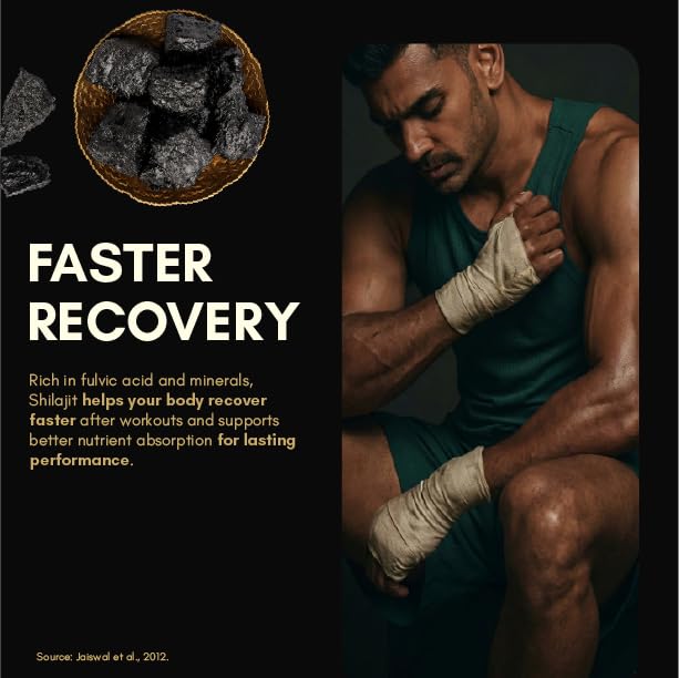 Man with bandaged hands and text about faster recovery using fulvic acid and minerals.
