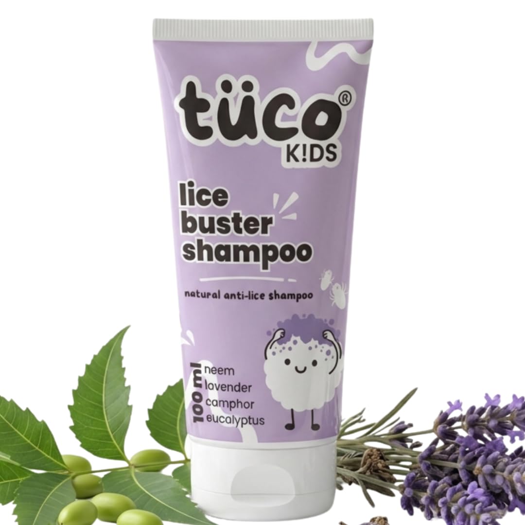 Tuco® Kids Natural Lice Buster Shampoo, 100ml | Infused with Camphor, Neem, Tea Tree Oil, Perfect for Lice & Itchy Scalp, Ages 2-5, 4-10, 10-15, 5-10 Years