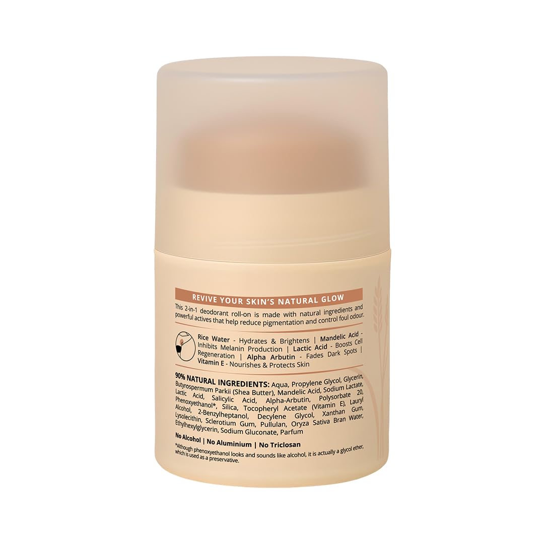 Deodorant stick with ingredients list on a white background
