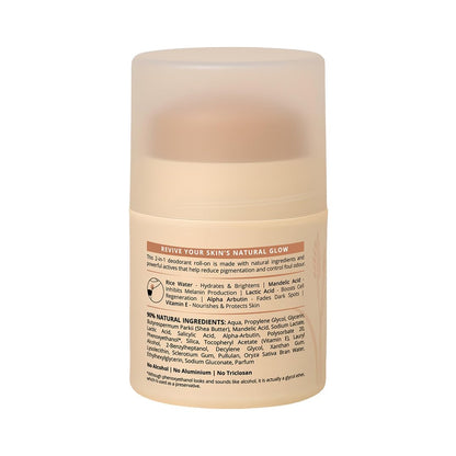 Deodorant stick with ingredients list on a white background