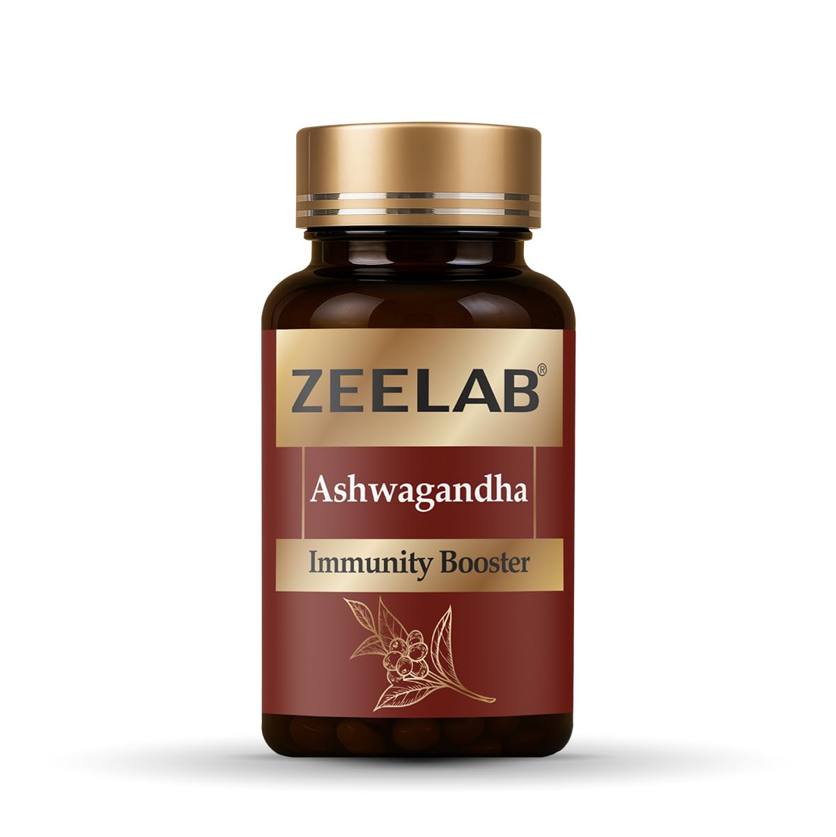Zeelab Ashwagandha supplement bottle on a white background