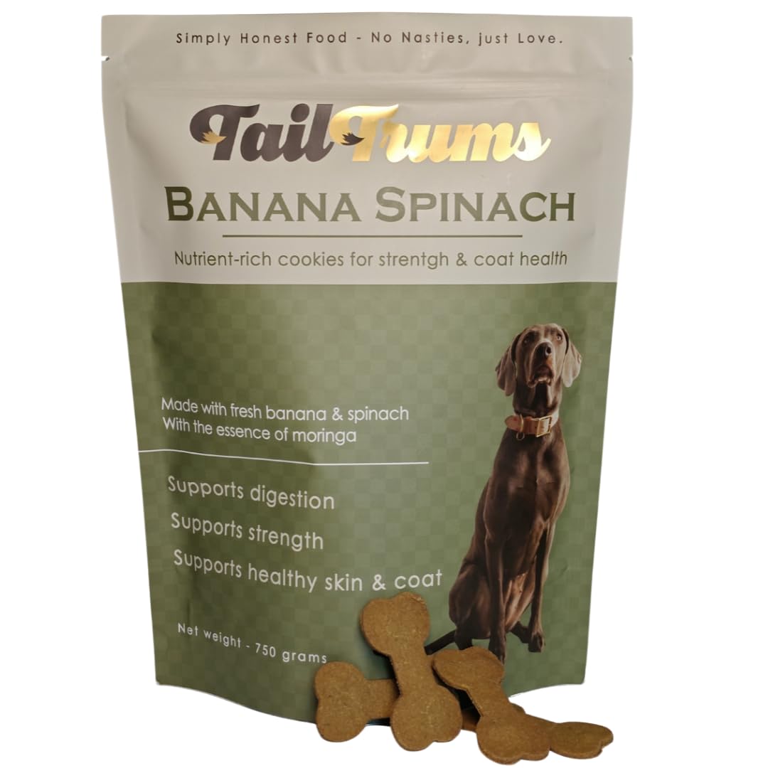 Tailtums Dog Biscuits – Banana & Spinach Cookies with Ashwagandha (750g)