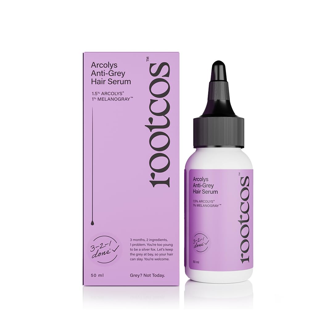 Footcos Arcolys Anti-Grey Hair Serum packaging and bottle on a white background